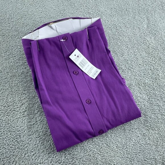 Mens Tayion Purple Dress Shirt L 16-16.5 34/35 Gold Trim Solid NWT 5793 - Picture 2 of 7